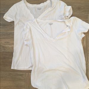 Vince V neck white tees (2), size S.